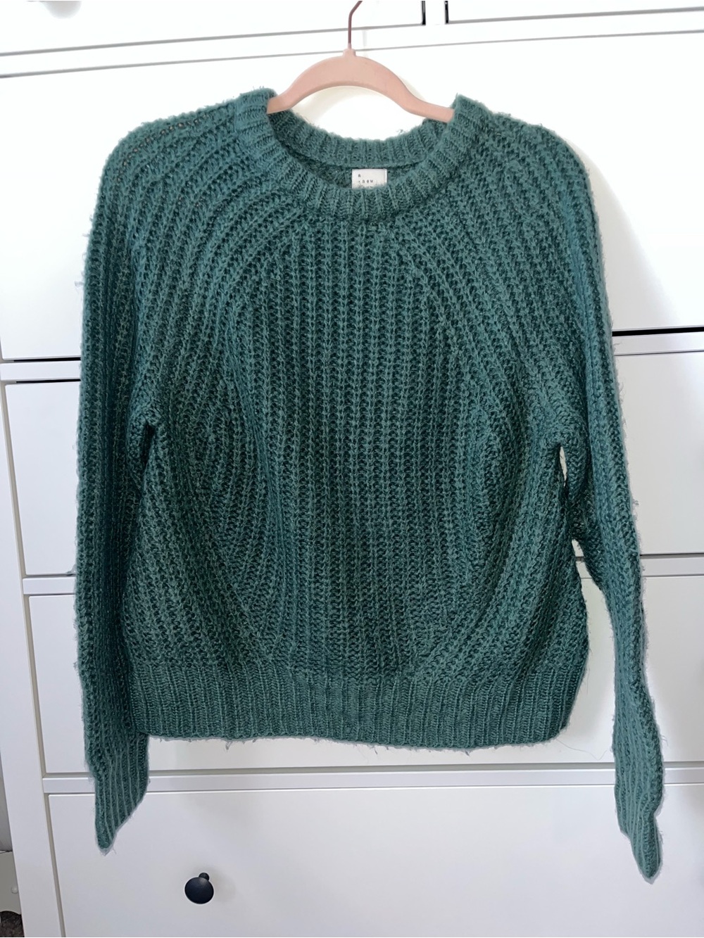 a new day Green Ribbed Chunky Crewneck Sweater